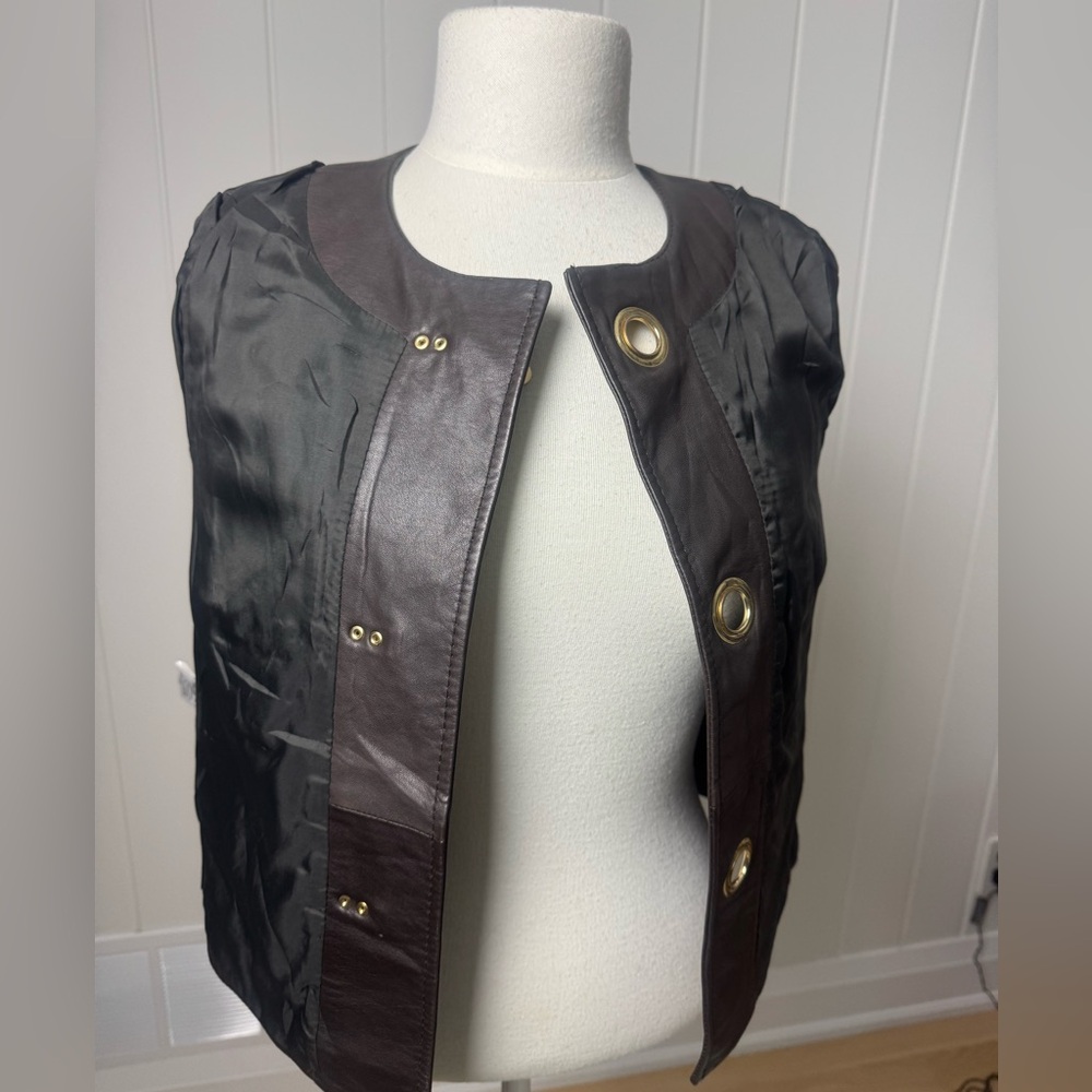 Michael Michael Kors Genuine Leather Jacket – Brown, Women’s XS - Picture 5 of 7